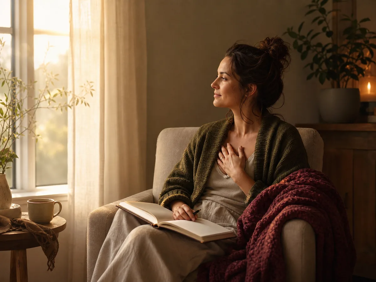 A person reflecting and writing